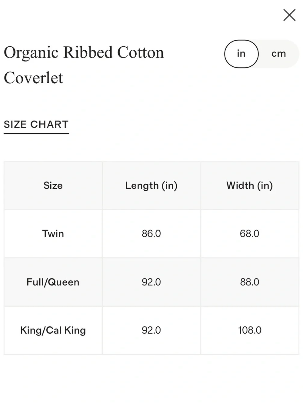 Quince Organic Ribbed Cotton Coverlet - King/Cali King - Color: White - NWT